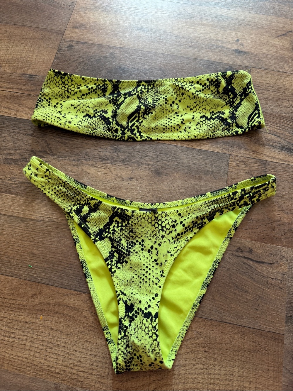 triangl swimwear Neon Yellow & Black Snake-Trim Bikini